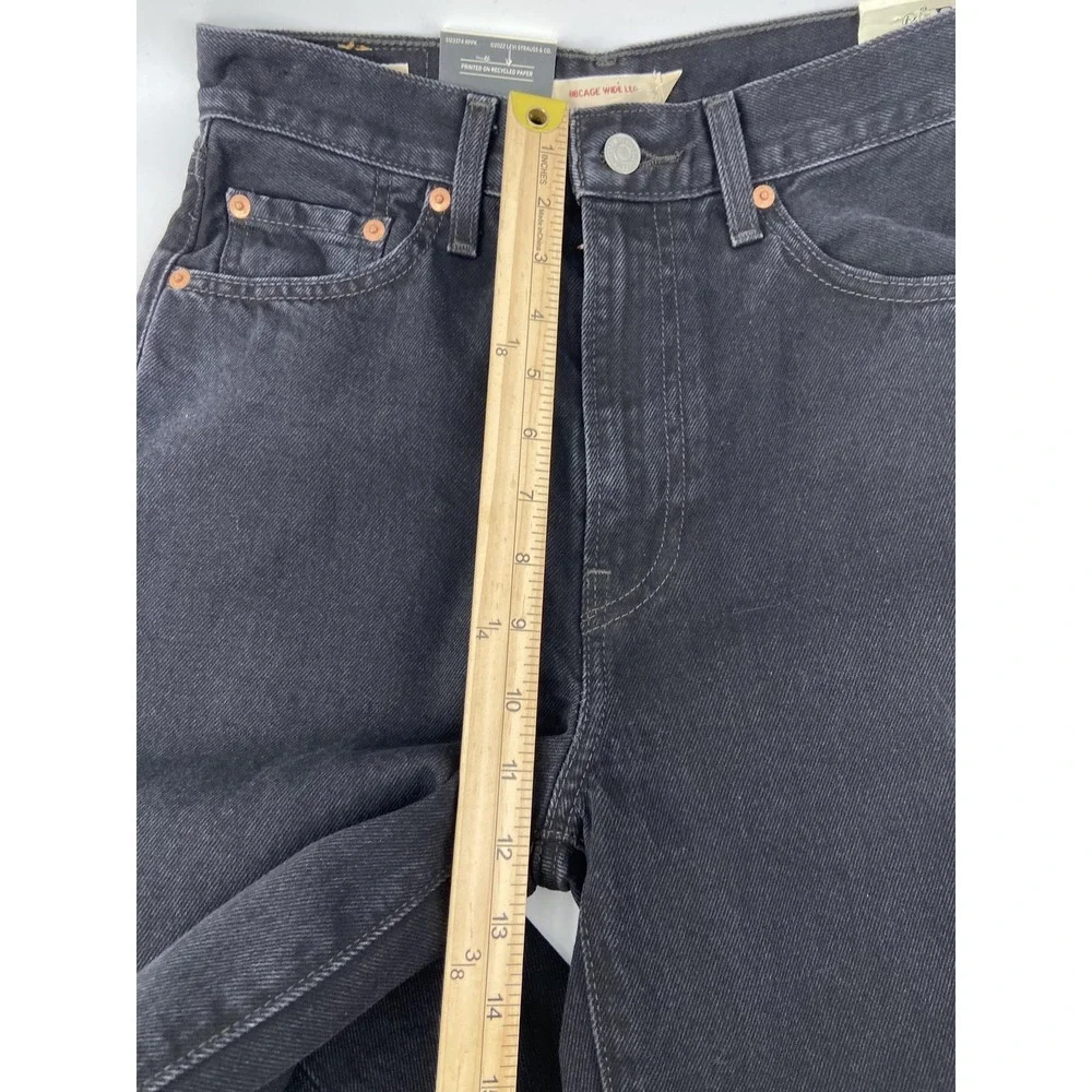 Levis Jeans Womens 27x32 Black Ribcage Wide Leg High Rise Denim Casual Premium - Picture 8 of 10